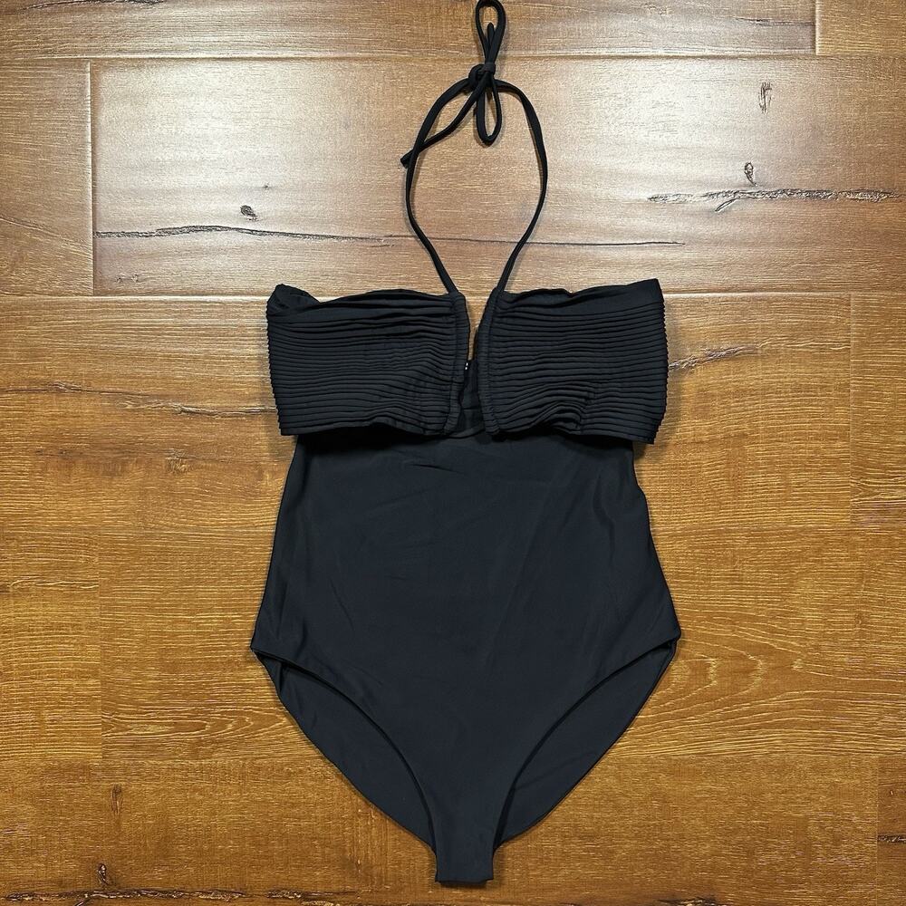 Juan De Dios One Piece Swimsuit Womens 4 Black Bathing Suit Designer Chic Glam